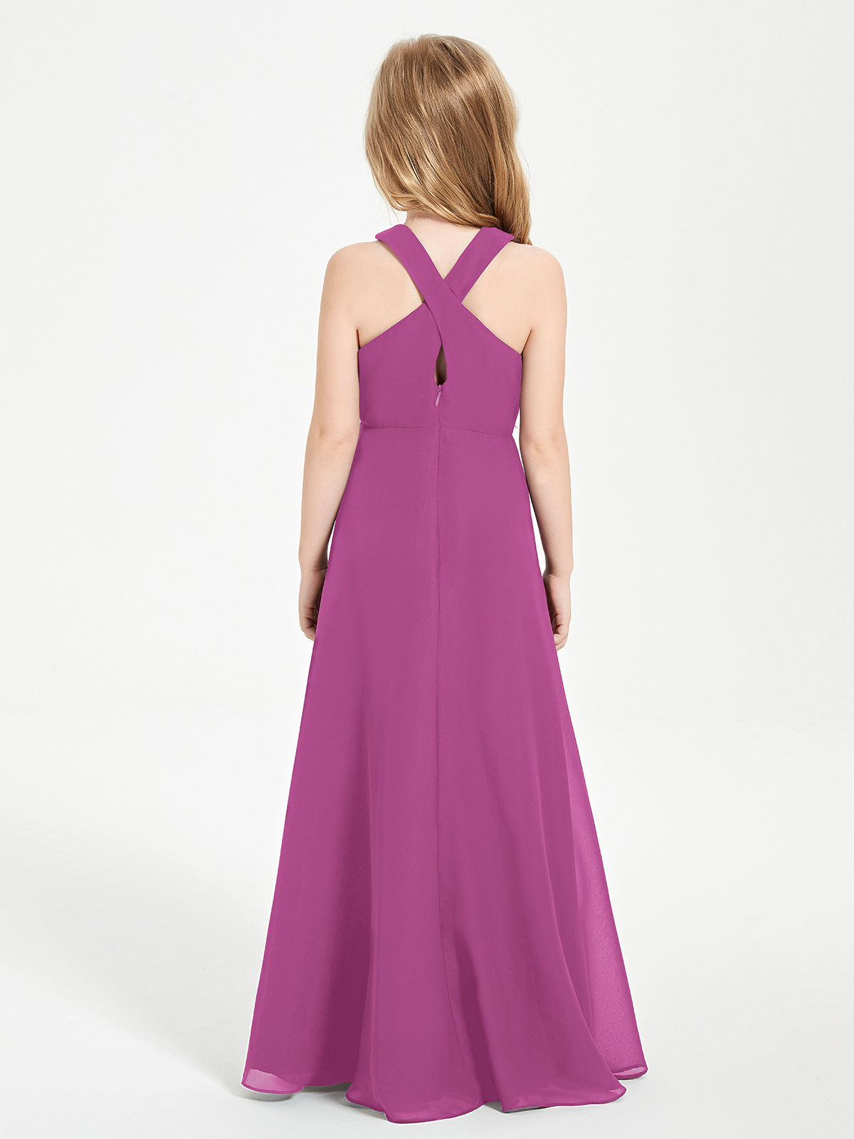 Grecian Neckline Long Dresses for Junior Bridesmaids Orchid